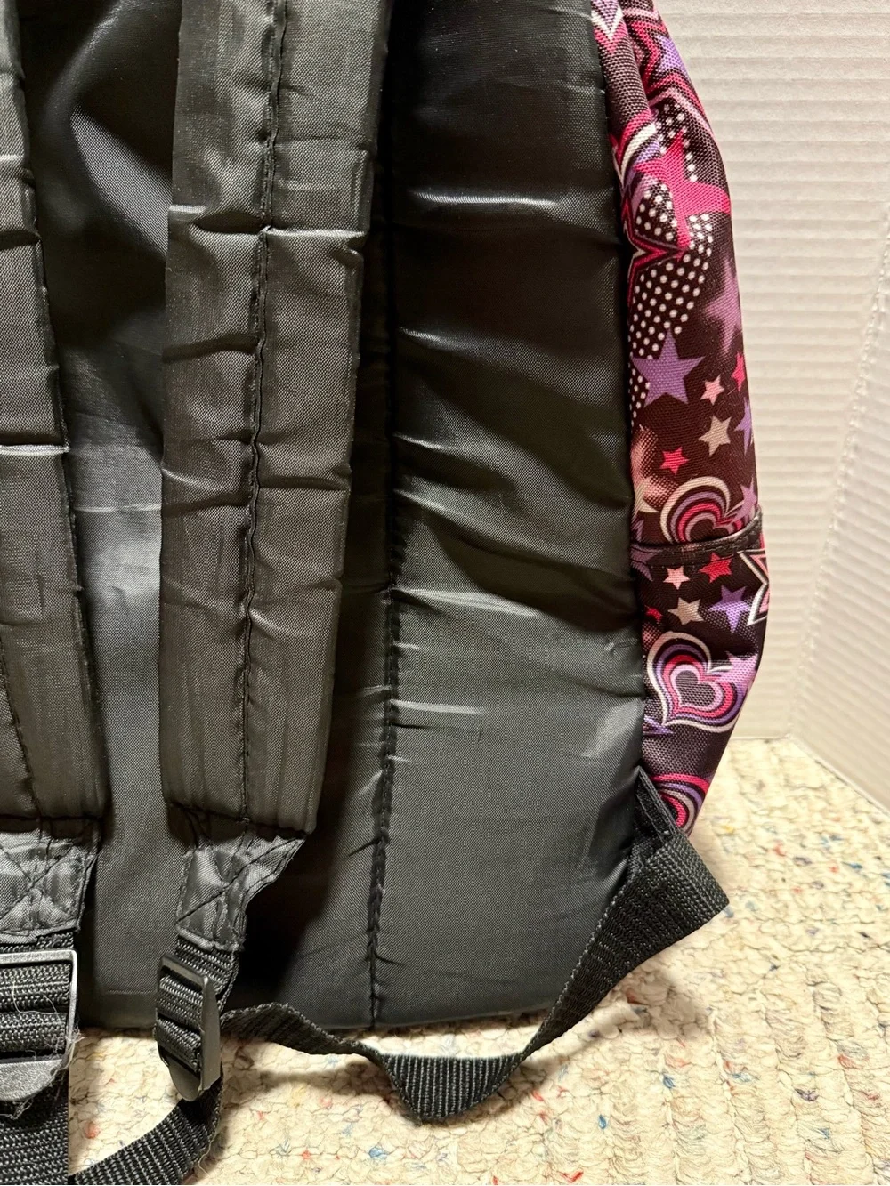 Angels Black Backpack With Pink, Purple, White   Stars-New